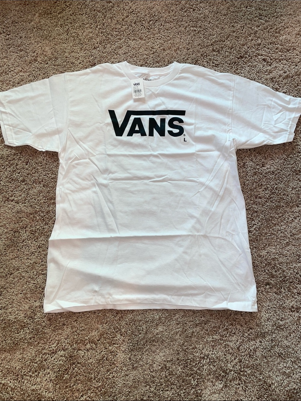 NWT Vans White Crew Tee with Black Logo size large
